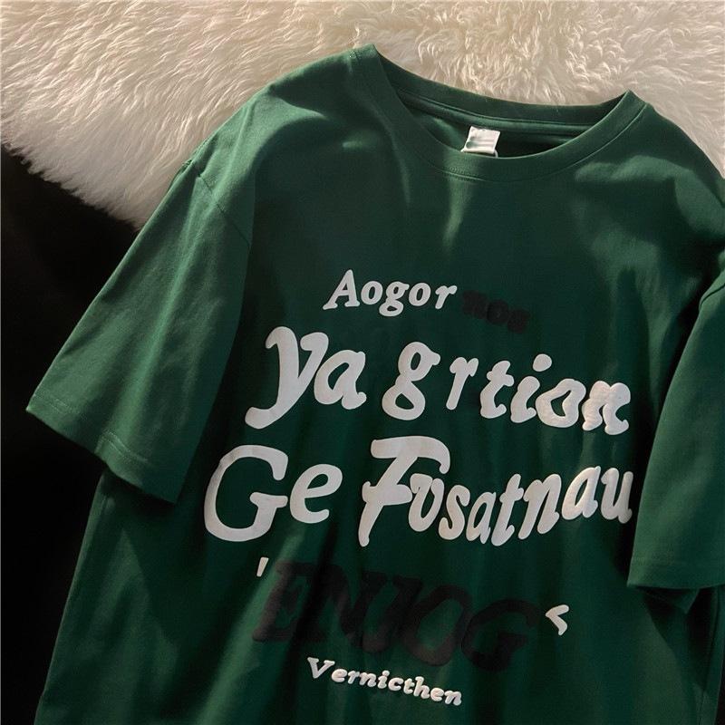 100% pure cotton shoulder back bag collar Guochao foam short sleeve loose letter T-shirt women M темно-зеленого
100% pure cotton shoulder back bag collar Guochao foam short sleeve loose letter T-shirt women M темно-зеленого