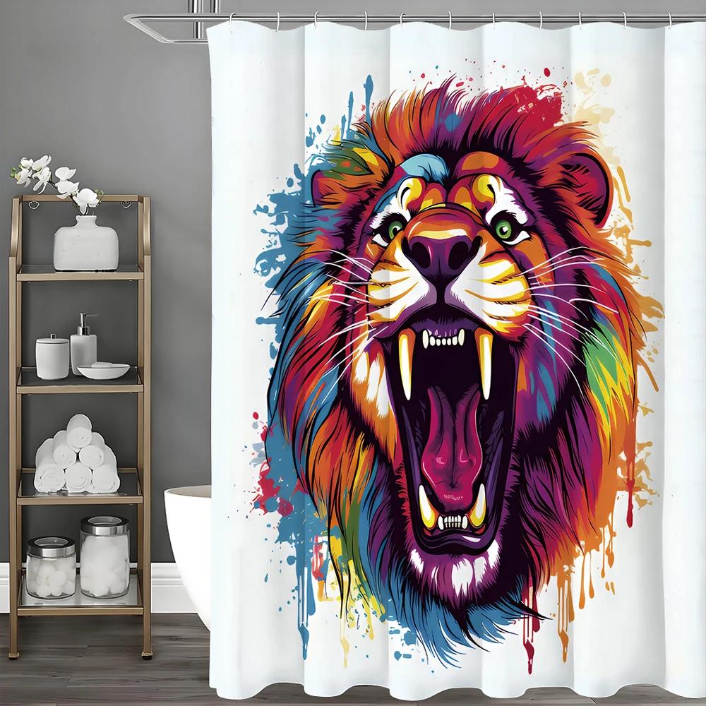 Lion Roar Watercolor Shower Curtain, Bathroom Decorative Shower Curtain, Waterproof Shower Curtain With Hooks W60H190(CM)-1 Pcs
Lion Roar Watercolor Shower Curtain, Bathroom Decorative Shower Curtain, Waterproof Shower Curtain With Hooks W60H190(CM)-1 Pcs
