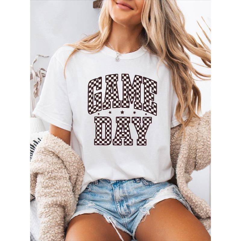 Women s GAME DAY Letter Print Spring Summer T-Shirt - Casual Round Neck Short Sleeve Top Suitable for Game Days, Sports Events & Casual Attire S белый
Women s GAME DAY Letter Print Spring Summer T-Shirt - Casual Round Neck Short Sleeve Top Suitable for Game Days, Sports Events & Casual Attire S белый