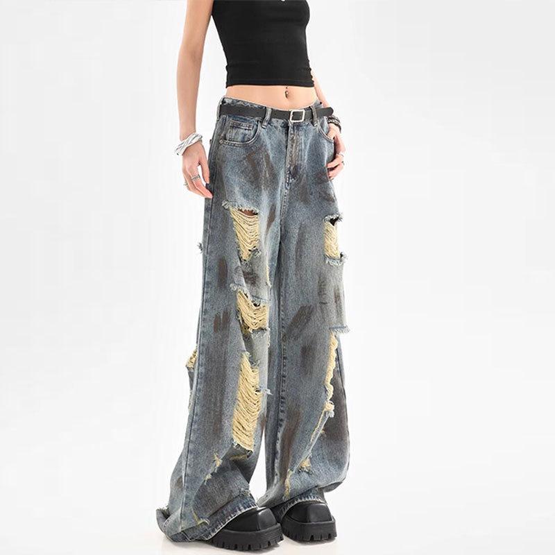 Джинсы большого размера с американской краской и рваностями для женщин, осенний дизайн 3XL синий
Джинсы большого размера с американской краской и рваностями для женщин, осенний дизайн 3XL синий