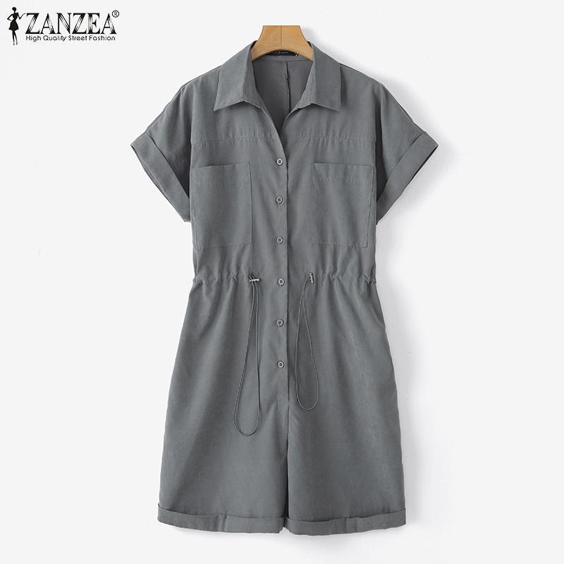 ZANZEA Women Lapel Neck Short Sleeve Buttons Drawstring Waist Casual Jumpsuits Rompers S
ZANZEA Women Lapel Neck Short Sleeve Buttons Drawstring Waist Casual Jumpsuits Rompers S