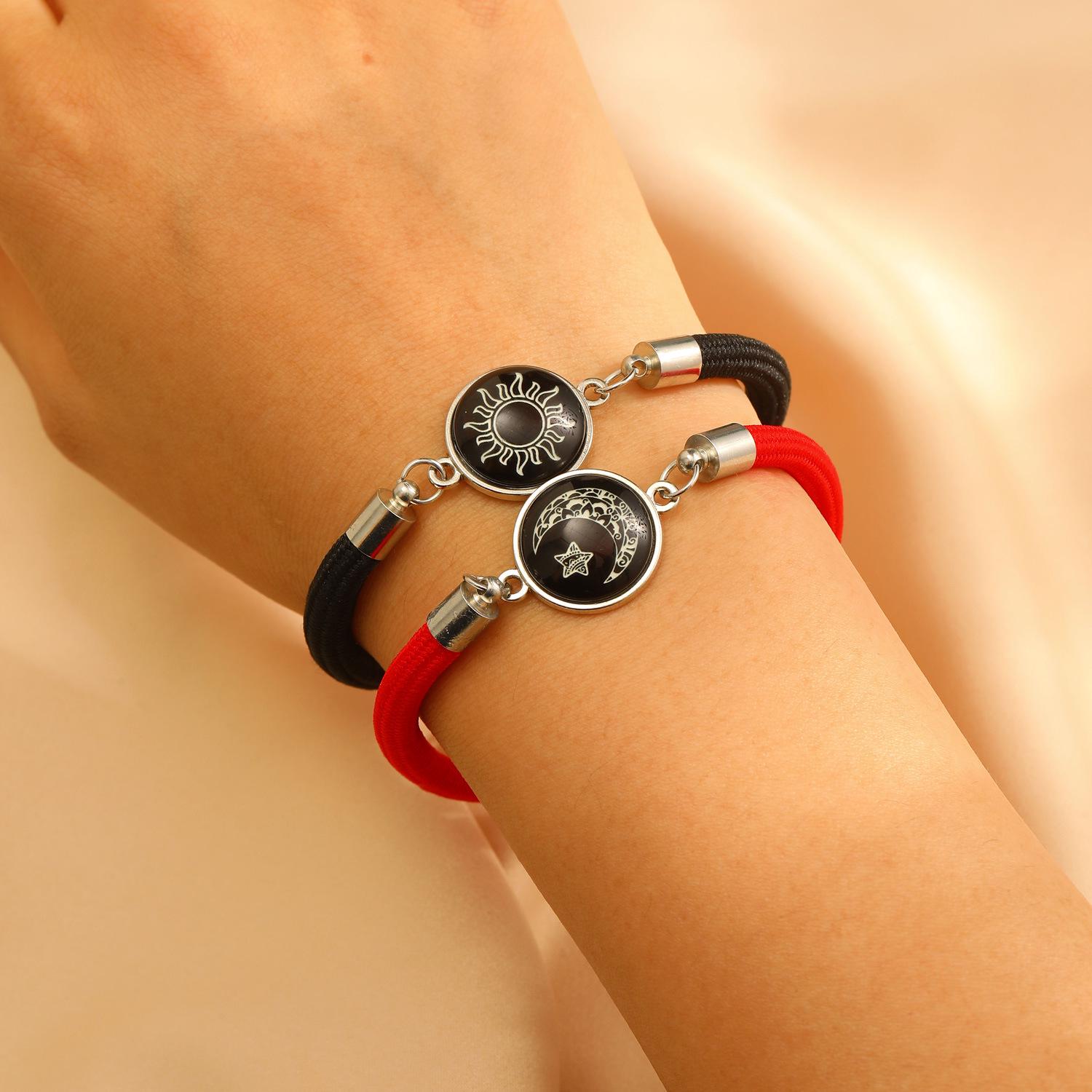Sun Moon Night Glow Adjustable Red & Black Rope Bracelet for Men, Women & Couples - 2025 Hot Gift
Sun Moon Night Glow Adjustable Red & Black Rope Bracelet for Men, Women & Couples - 2025 Hot Gift
