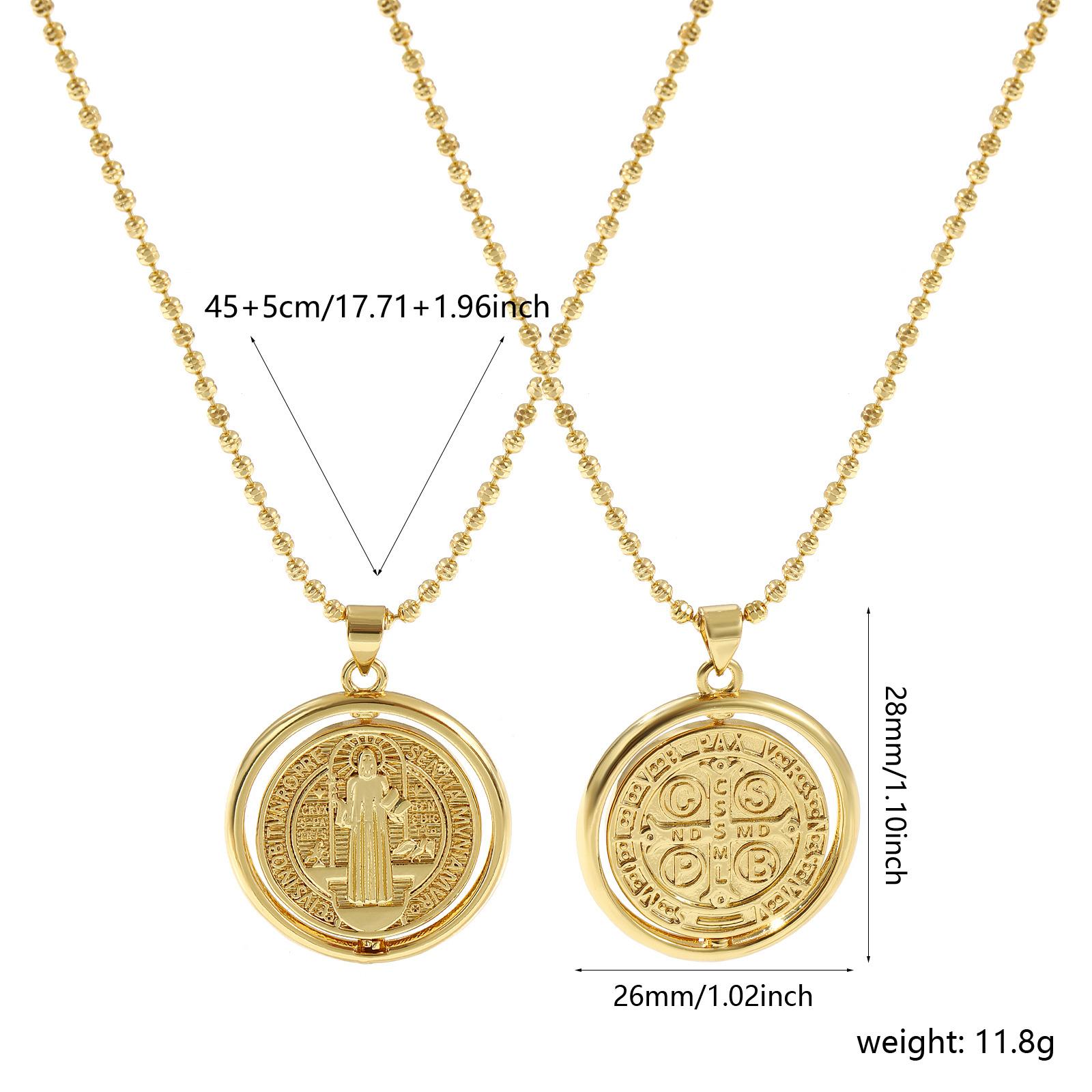 1pc Religious Necklace Brass Double-sided Rotatable San Benito Necklace Ball Chain Pendant Charm Medal Virgin Mary Jewelry 45cm
1pc Religious Necklace Brass Double-sided Rotatable San Benito Necklace Ball Chain Pendant Charm Medal Virgin Mary Jewelry 45cm