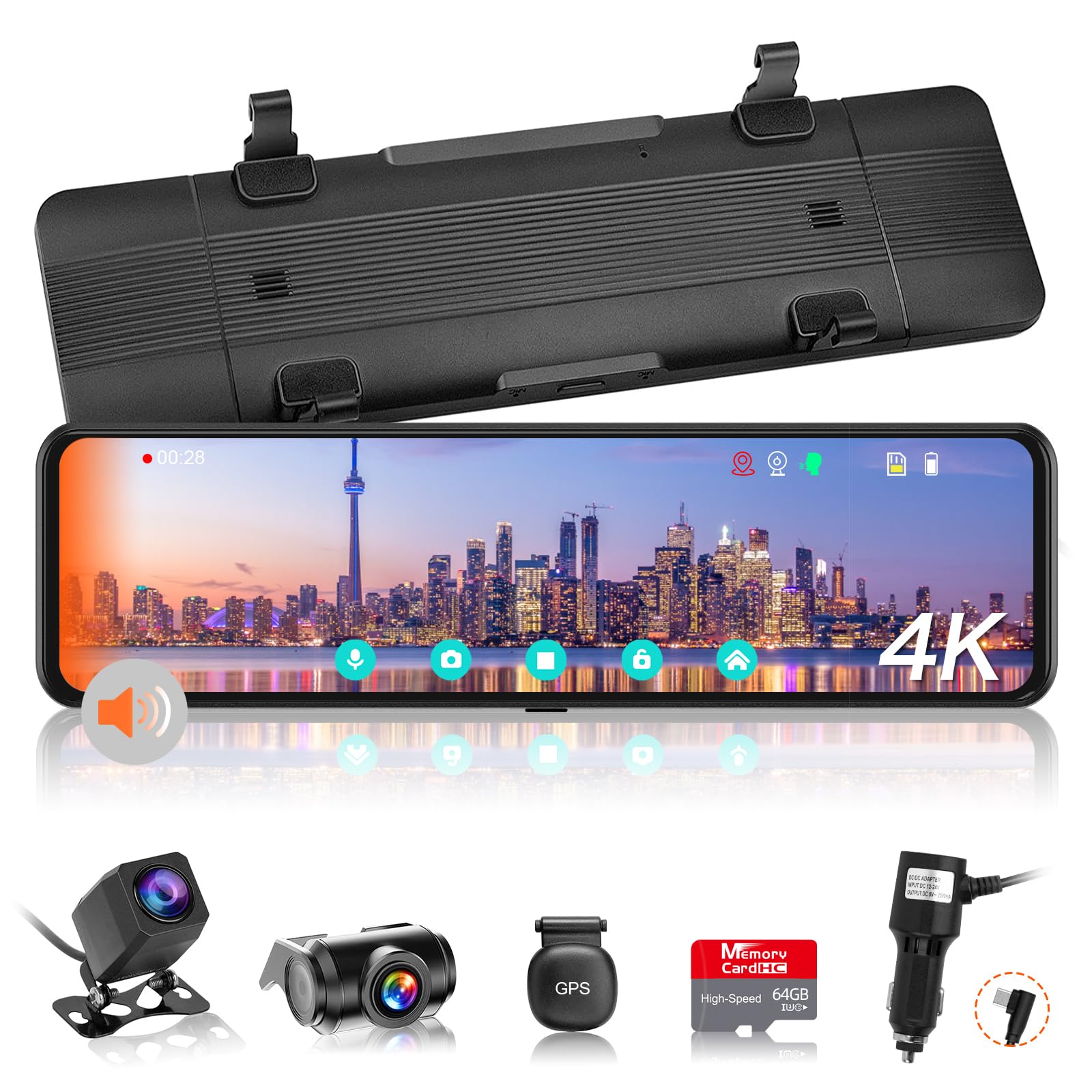 Separate Rear Camera Can Be Inverted BSD Driving LCA Rear Vehicle VANBAR Drive Mirror IMX415 8 Voice Speeding WDR Back Parking LED Signal GPS Night чорний
Separate Rear Camera Can Be Inverted BSD Driving LCA Rear Vehicle VANBAR Drive Mirror IMX415 8 Voice Speeding WDR Back Parking LED Signal GPS Night чорний