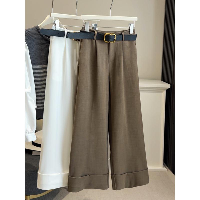 High-end curled wide-leg suit pants women s spring, new high-waisted loose and thin casual straight-leg pants XL хакі
High-end curled wide-leg suit pants women s spring, new high-waisted loose and thin casual straight-leg pants XL хакі