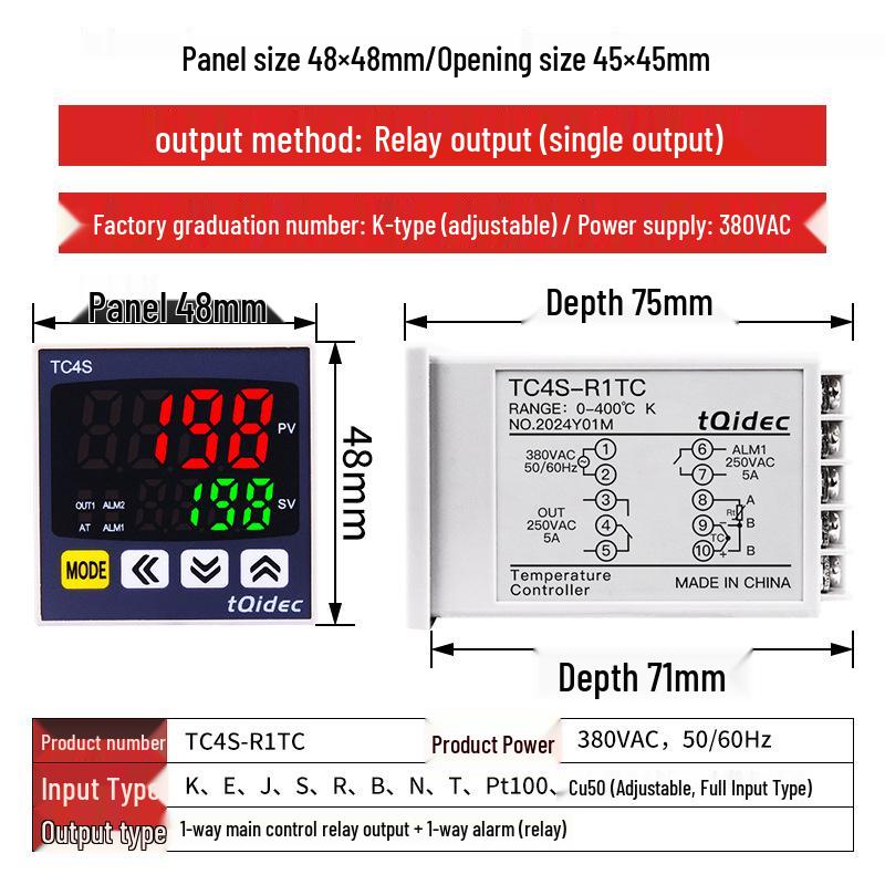 Taiquan TC4S Digital Temperature Controller with Intelligent PID Adjustment
Taiquan TC4S Digital Temperature Controller with Intelligent PID Adjustment
