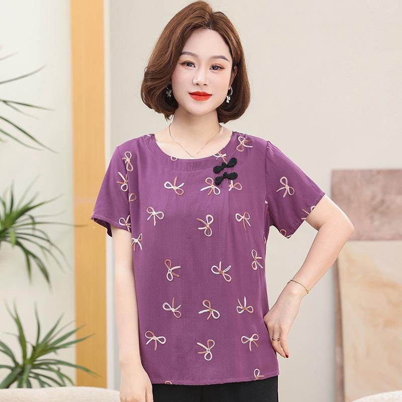 Summer Cotton Silk Loose Plus Size Women s Pullover T-shirt - Short-Sleeved, Casual Shirt for Middle-aged and Elderly Women 3XL (120-135 lbs)
Summer Cotton Silk Loose Plus Size Women s Pullover T-shirt - Short-Sleeved, Casual Shirt for Middle-aged and Elderly Women 3XL (120-135 lbs)