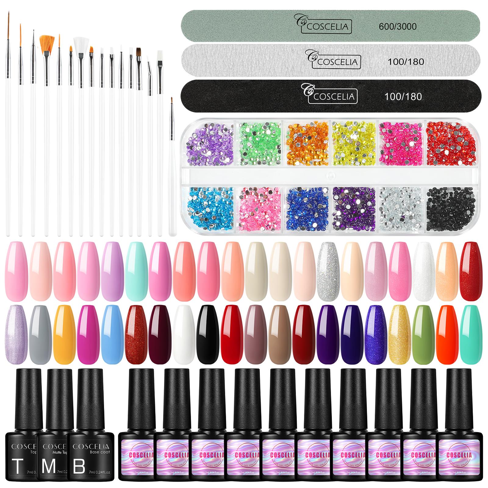 COSCELIA Nail Gel Polish Kit with Base Matte Top Coat Purple Pink Blue Glitter Nail Gel Polish Set and Nail Art Decorations for Manicure Lover
COSCELIA Nail Gel Polish Kit with Base Matte Top Coat Purple Pink Blue Glitter Nail Gel Polish Set and Nail Art Decorations for Manicure Lover