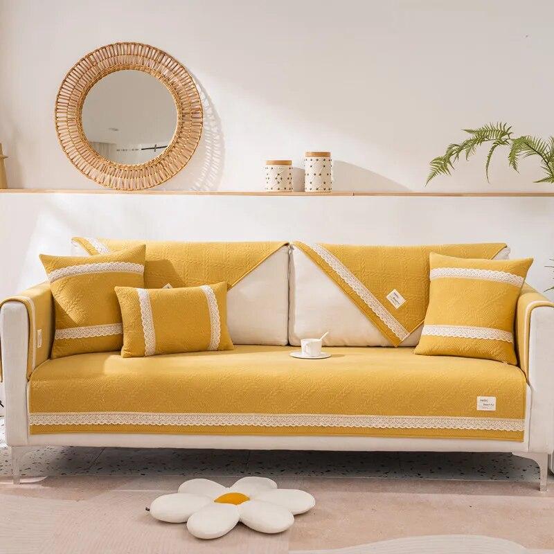 Подушка для дивана из кружевной ткани, современная, простая, нескользящая, полотенце для дивана, универсальная ткань, однотонная, на все времена 70x70cm