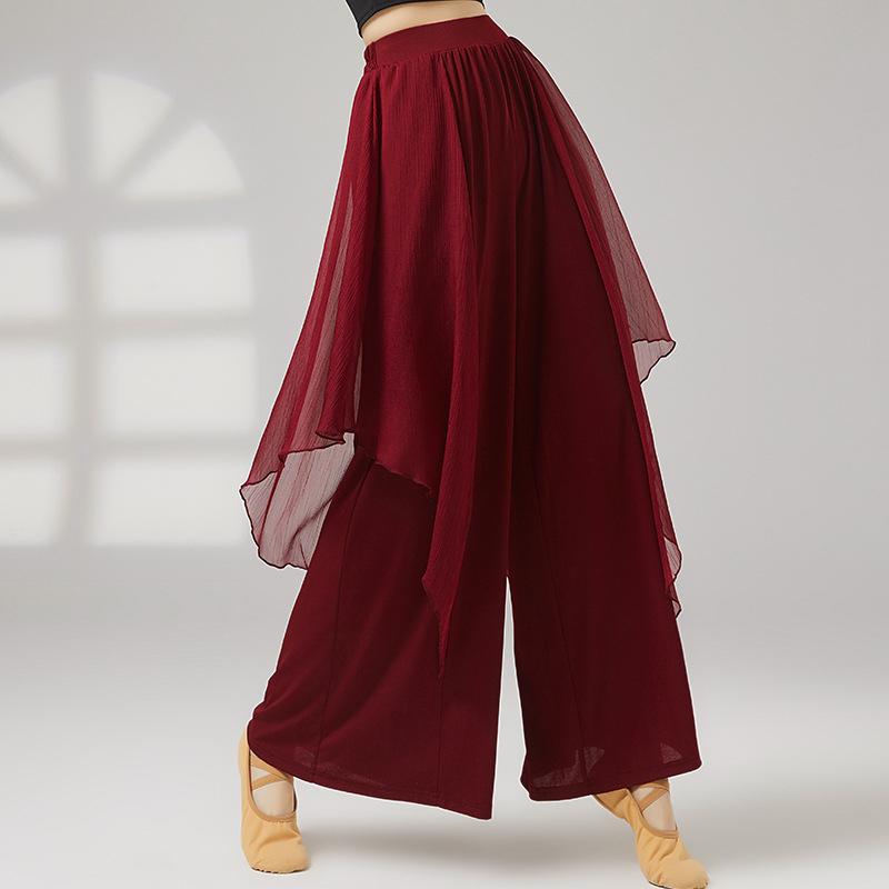 Women Classical Dance Pant Double Layers Elastic Waist Wide Leg Trouser Flowy Spliced Mesh Chinese Performance Practice Costume L червоний
Women Classical Dance Pant Double Layers Elastic Waist Wide Leg Trouser Flowy Spliced Mesh Chinese Performance Practice Costume L червоний