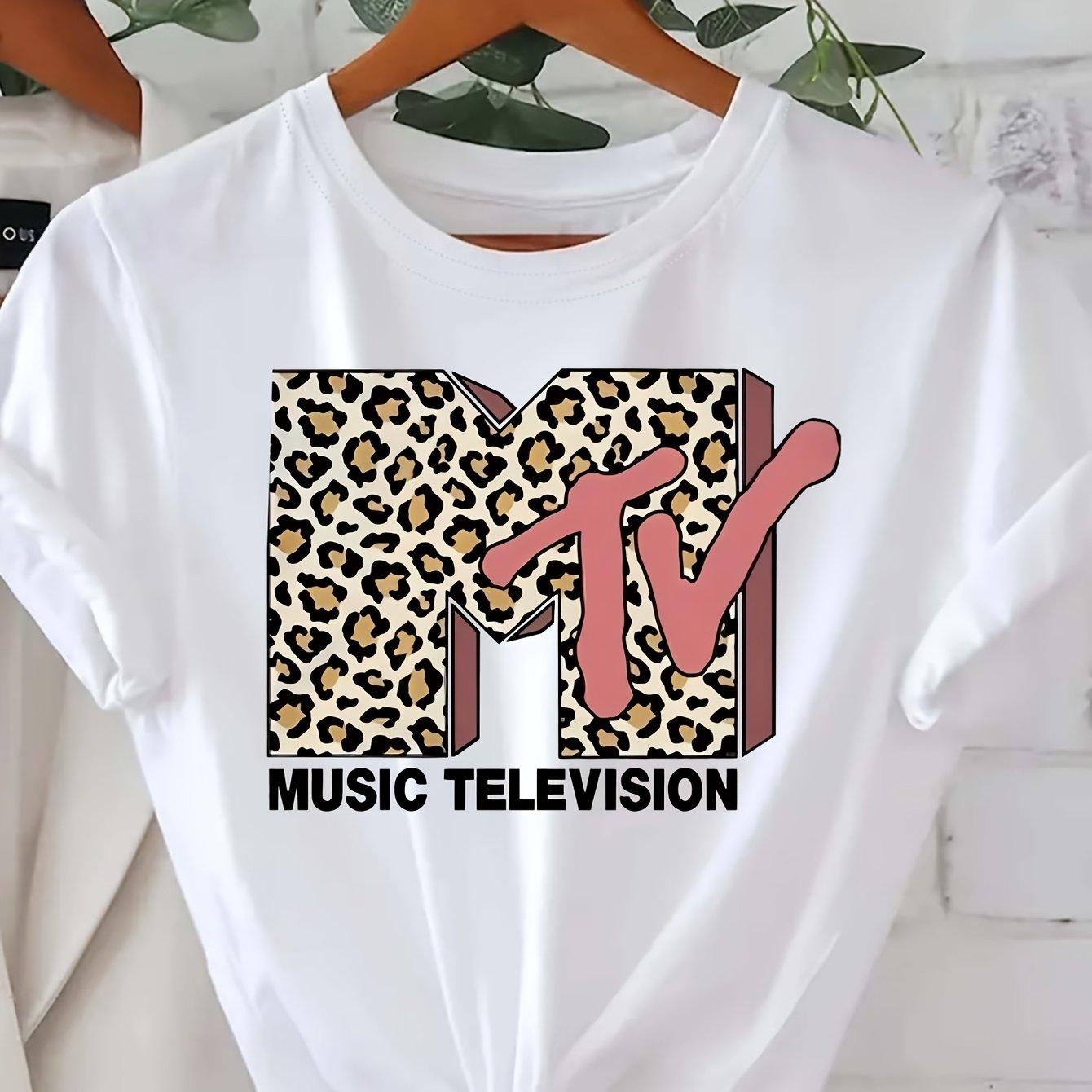 Summer Womens MTV leopard print letter graphic print fashionable casual sports loose round neck short sleeved Tshirt top M
Summer Womens MTV leopard print letter graphic print fashionable casual sports loose round neck short sleeved Tshirt top M
