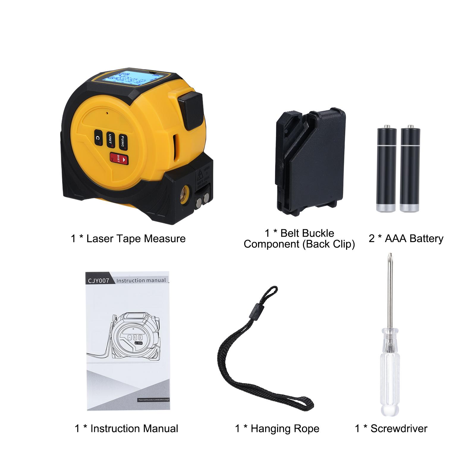 3-in-1 Laser Rangefinder & Tape Measure 5-Meter Laser Rangefinder with Area & Volume Measurement Meter/Foot/Inch Unit Conversion жовтий
3-in-1 Laser Rangefinder & Tape Measure 5-Meter Laser Rangefinder with Area & Volume Measurement Meter/Foot/Inch Unit Conversion жовтий