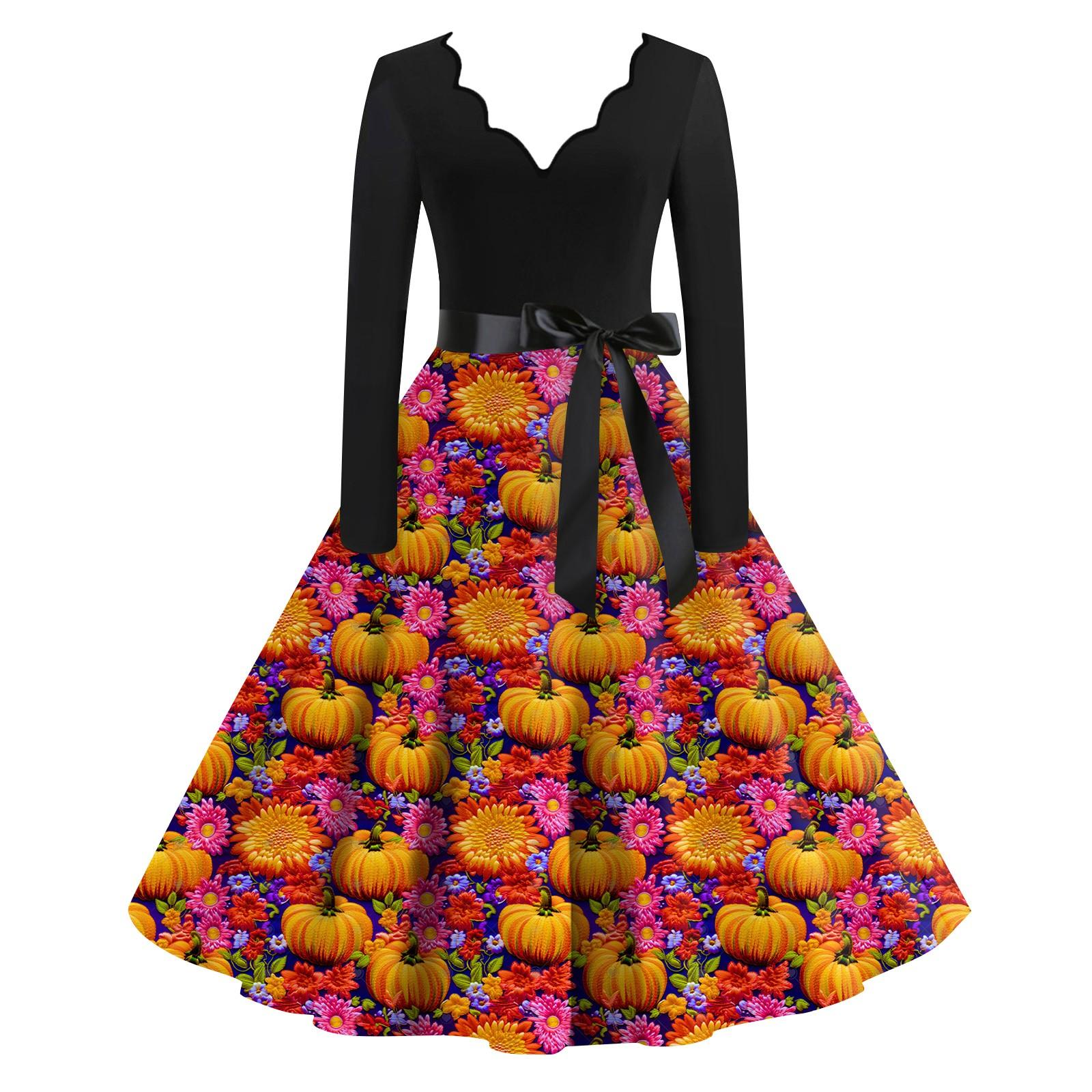 Женская повседневная мода с длинным рукавом Хэллоуин принт винтажные длинные платья осень XL
Женская повседневная мода с длинным рукавом Хэллоуин принт винтажные длинные платья осень XL