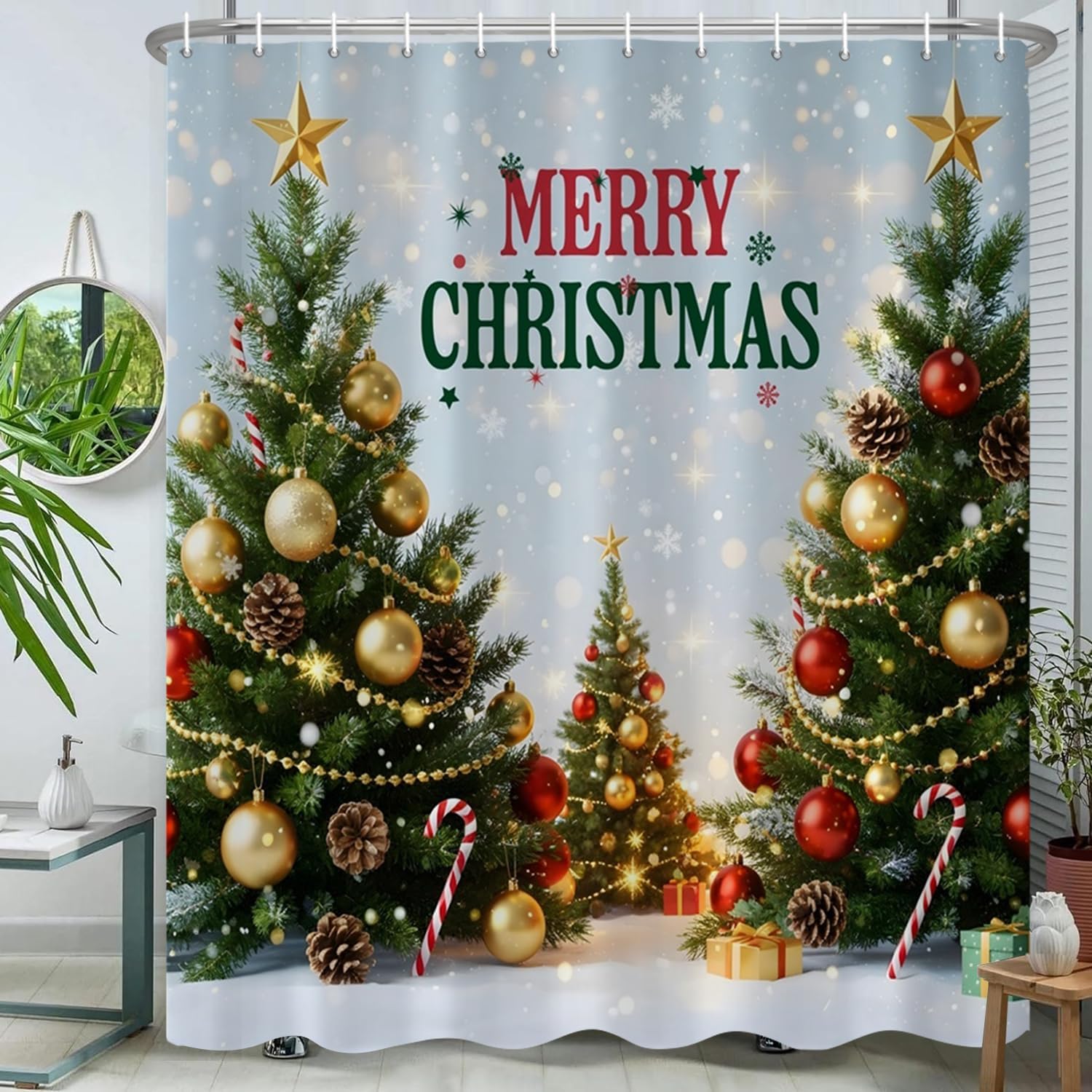 Christmas Shower Curtain For Bathroom Merry Christmas Bathroom Shower Curtain Sets Three Dogs Falling Snowflakes Snow Scenery W60H190(CM)-1 Pcs
Christmas Shower Curtain For Bathroom Merry Christmas Bathroom Shower Curtain Sets Three Dogs Falling Snowflakes Snow Scenery W60H190(CM)-1 Pcs