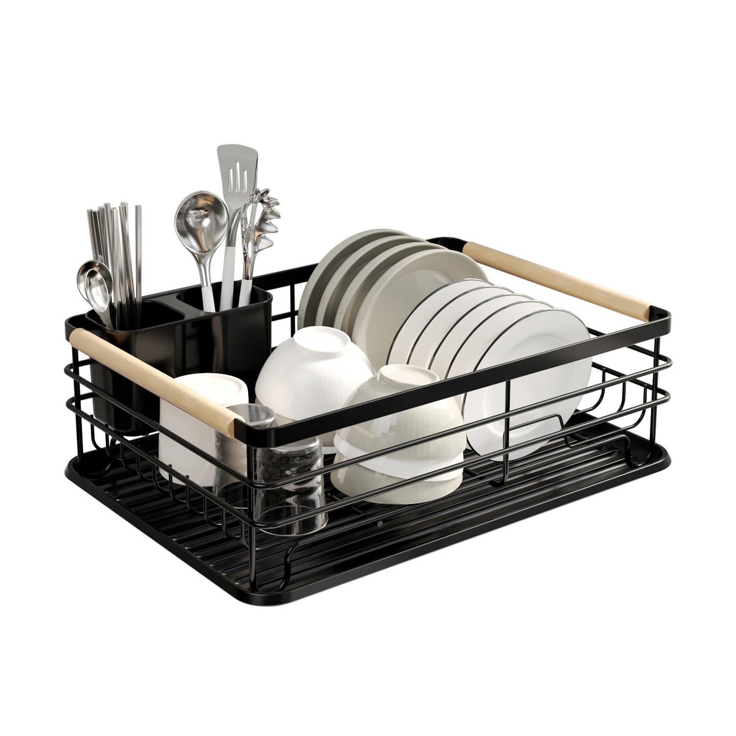 Dish Racks for Kitchen Counter: Wooden Handles, Thickened Metal, No Assembly. Small Dish Drying Rack: Ideal for Small Households чорний
Dish Racks for Kitchen Counter: Wooden Handles, Thickened Metal, No Assembly. Small Dish Drying Rack: Ideal for Small Households чорний