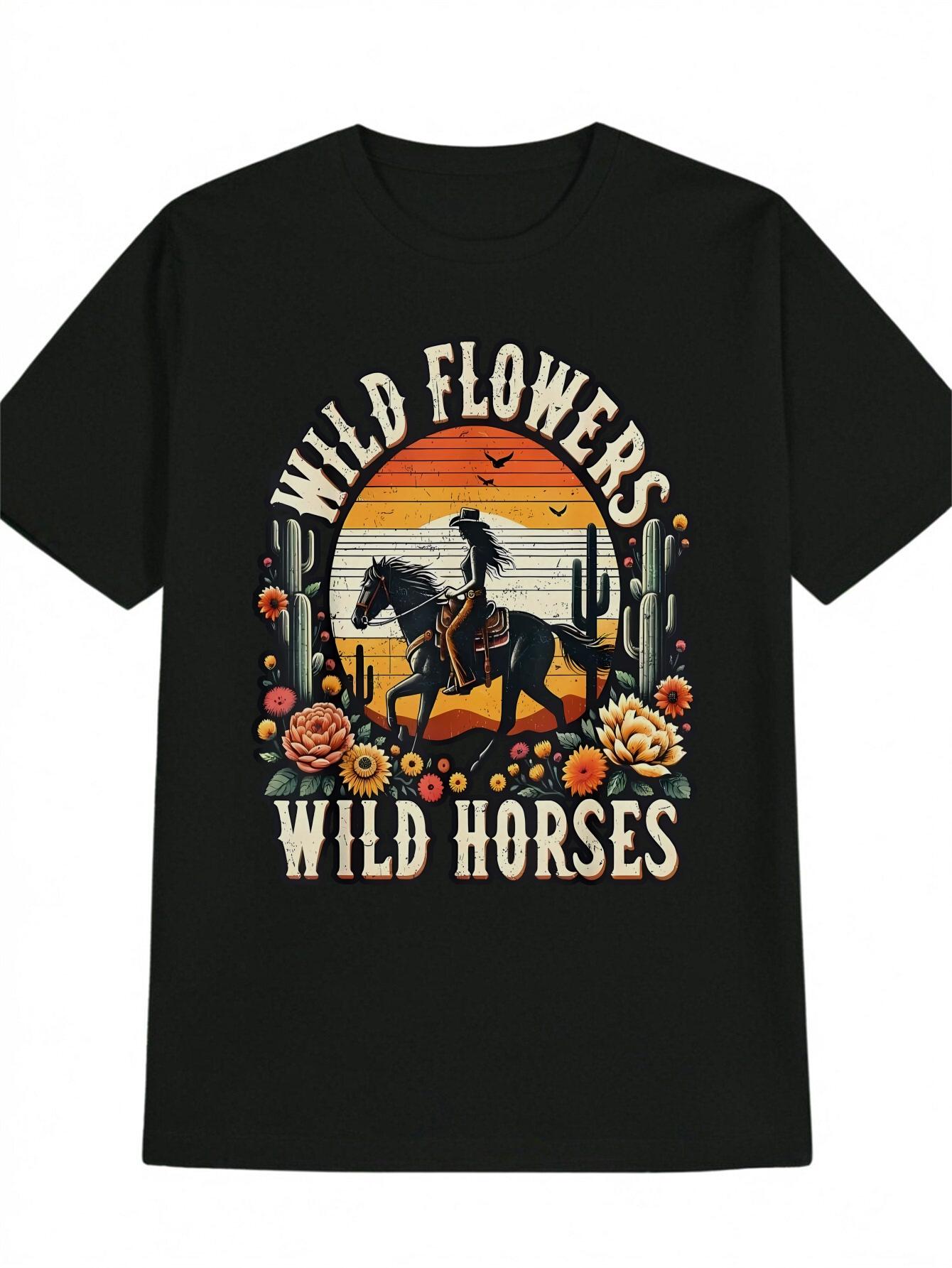 Wild Horses & Wildflowers Graphic T-shirt - Sunset & Cactus Design XL
Wild Horses & Wildflowers Graphic T-shirt - Sunset & Cactus Design XL