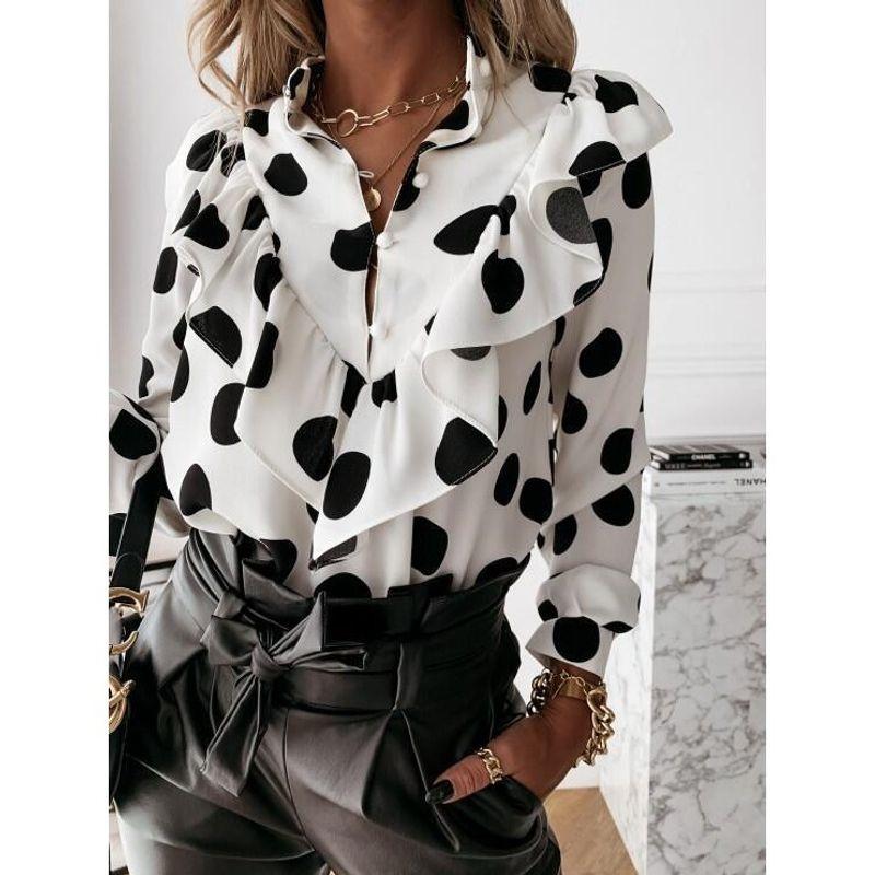 Holiday Fall and Winter New Versatile 2024 Long Sleeves Ruffles Temperament Printed Women s Shirt Dot with white background 2XL
Holiday Fall and Winter New Versatile 2024 Long Sleeves Ruffles Temperament Printed Women s Shirt Dot with white background 2XL