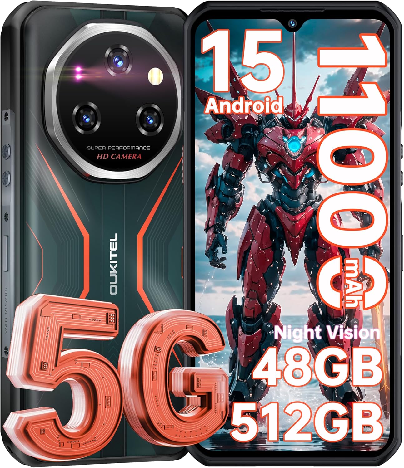 OUKITEL WP55 Pro 5G Cellphone 48GB+512GB/2TB 11000mAh 6.6 Display 108MP Android 15 помаранчевий
OUKITEL WP55 Pro 5G Cellphone 48GB+512GB/2TB 11000mAh 6.6 Display 108MP Android 15 помаранчевий
