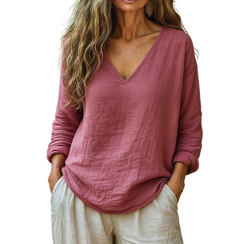Women Solid Solor V-neck Top Casual Loose Cotton and Linen Long Sleeve Pullover 2XL
Women Solid Solor V-neck Top Casual Loose Cotton and Linen Long Sleeve Pullover 2XL