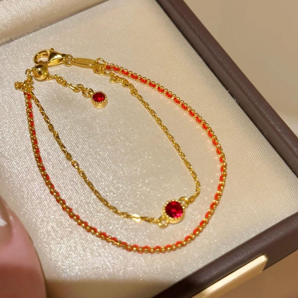 Handmade Red String Bracelet for Women Double Layer Stackable Design with Pigeon Blood Red Diamonds
Handmade Red String Bracelet for Women Double Layer Stackable Design with Pigeon Blood Red Diamonds