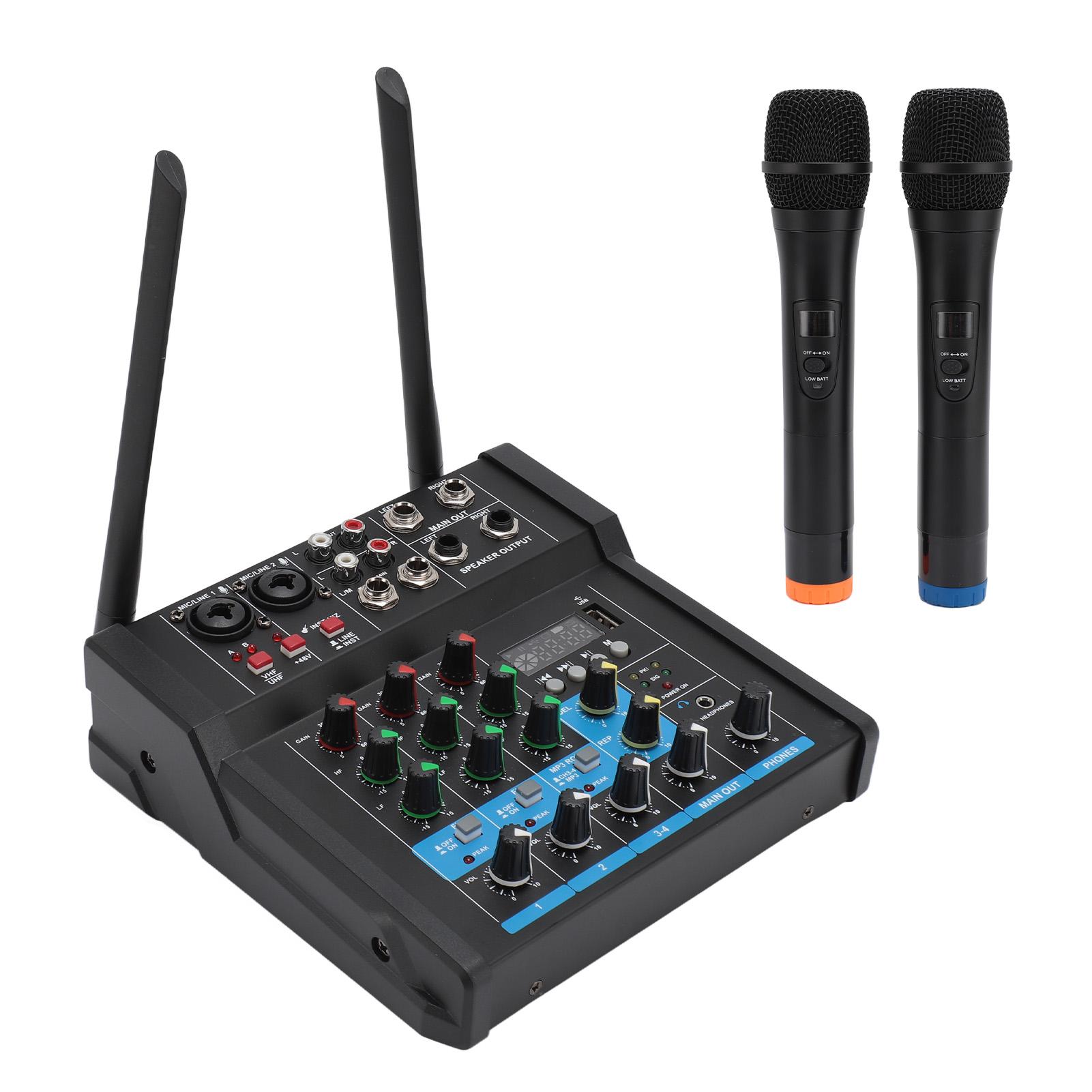 Беспроводной микрофонный микшер Bluetooth USB 2 шт. Беспроводные микрофоны 4-канальная звуковая микшерная плата US Plug
Беспроводной микрофонный микшер Bluetooth USB 2 шт. Беспроводные микрофоны 4-канальная звуковая микшерная плата US Plug
