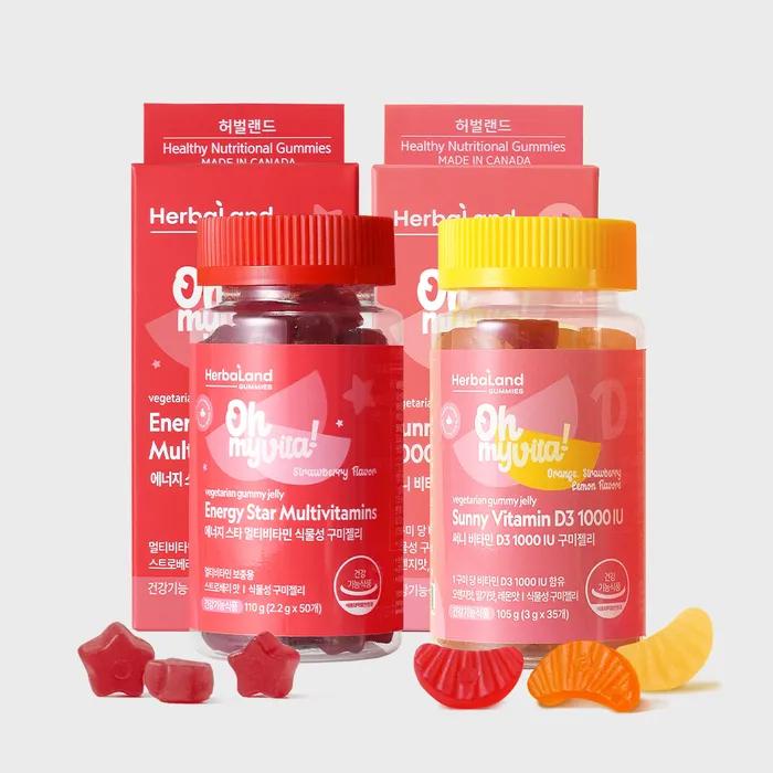 Сонячний вітамін D3 1000 МО + Енергетична зірка Мультивітамінна овочева жувальна гумка 50 жувальних гумок 2 види по 1 пляшці кожного
Сонячний вітамін D3 1000 МО + Енергетична зірка Мультивітамінна овочева жувальна гумка 50 жувальних гумок 2 види по 1 пляшці кожного