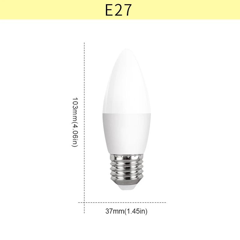 LED Candle Lamp Bulb E27 E14 Base 220V 3W to 12W 3000K 4000K 6000K Temperature Home Decorative Lighting Energy Saving
LED Candle Lamp Bulb E27 E14 Base 220V 3W to 12W 3000K 4000K 6000K Temperature Home Decorative Lighting Energy Saving
