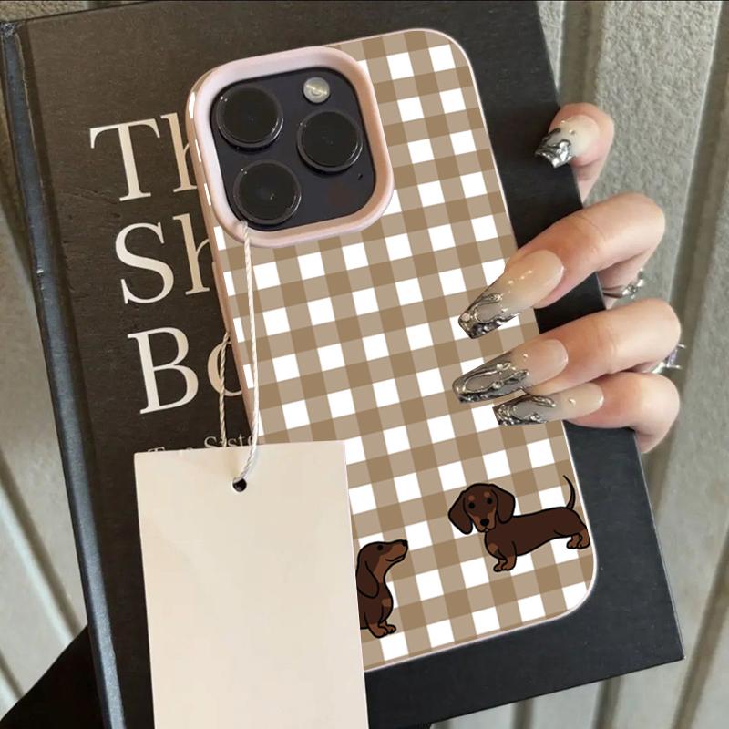 Plaid Sausage Dog Lychee Texture Phone Case For iPhone 17 Air 16 e 15 14 13 12 11 Pro Max Plus SE Soft Cover iPhone 14 Pro
Plaid Sausage Dog Lychee Texture Phone Case For iPhone 17 Air 16 e 15 14 13 12 11 Pro Max Plus SE Soft Cover iPhone 14 Pro