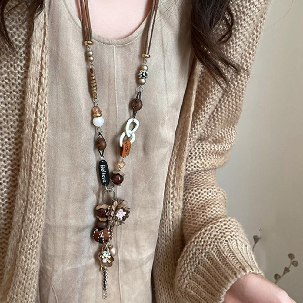 Tassel Ethnic Style Necklace Wood Bohemian Style Necklace Sweet Long Sweater Chain Party Style C
Tassel Ethnic Style Necklace Wood Bohemian Style Necklace Sweet Long Sweater Chain Party Style C
