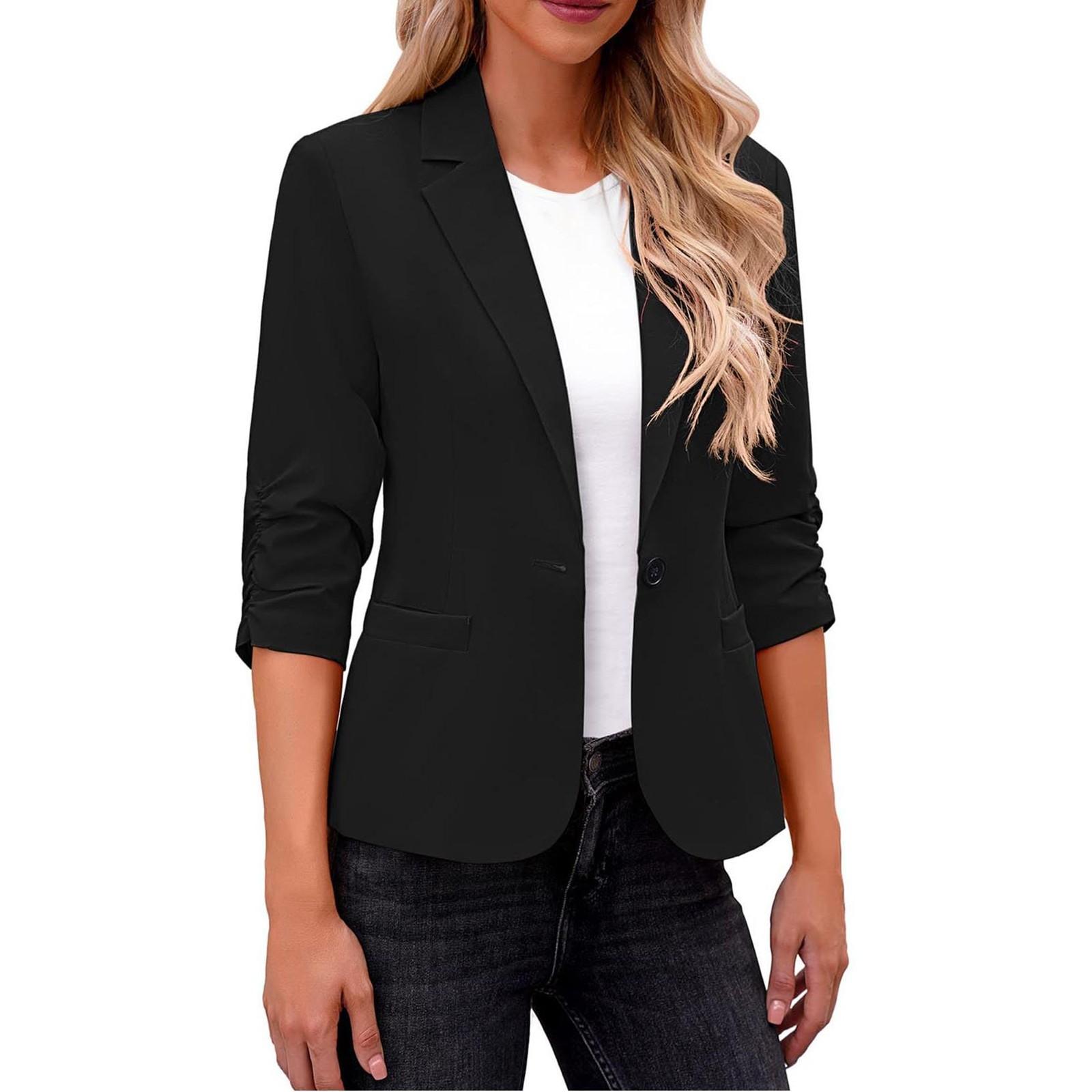 Womens Ruched 3/4 Sleeve Blazers Business Casual Suit Jacket Elegant Slim Fit Work With Padded Shoulder L чорний
Womens Ruched 3/4 Sleeve Blazers Business Casual Suit Jacket Elegant Slim Fit Work With Padded Shoulder L чорний