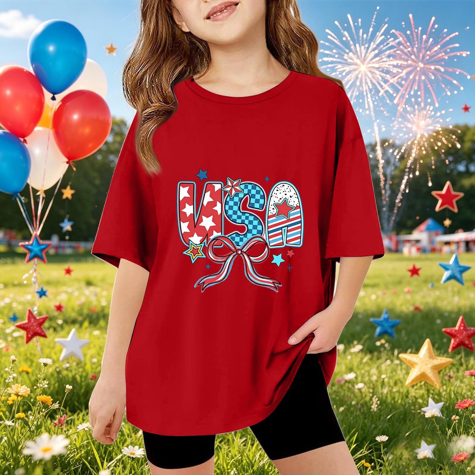 Kids Short Sleeve T-Shirt USA Graphic Print Top Independence Day Casual Summer Tee for Boys Girls 140 красный
Kids Short Sleeve T-Shirt USA Graphic Print Top Independence Day Casual Summer Tee for Boys Girls 140 красный