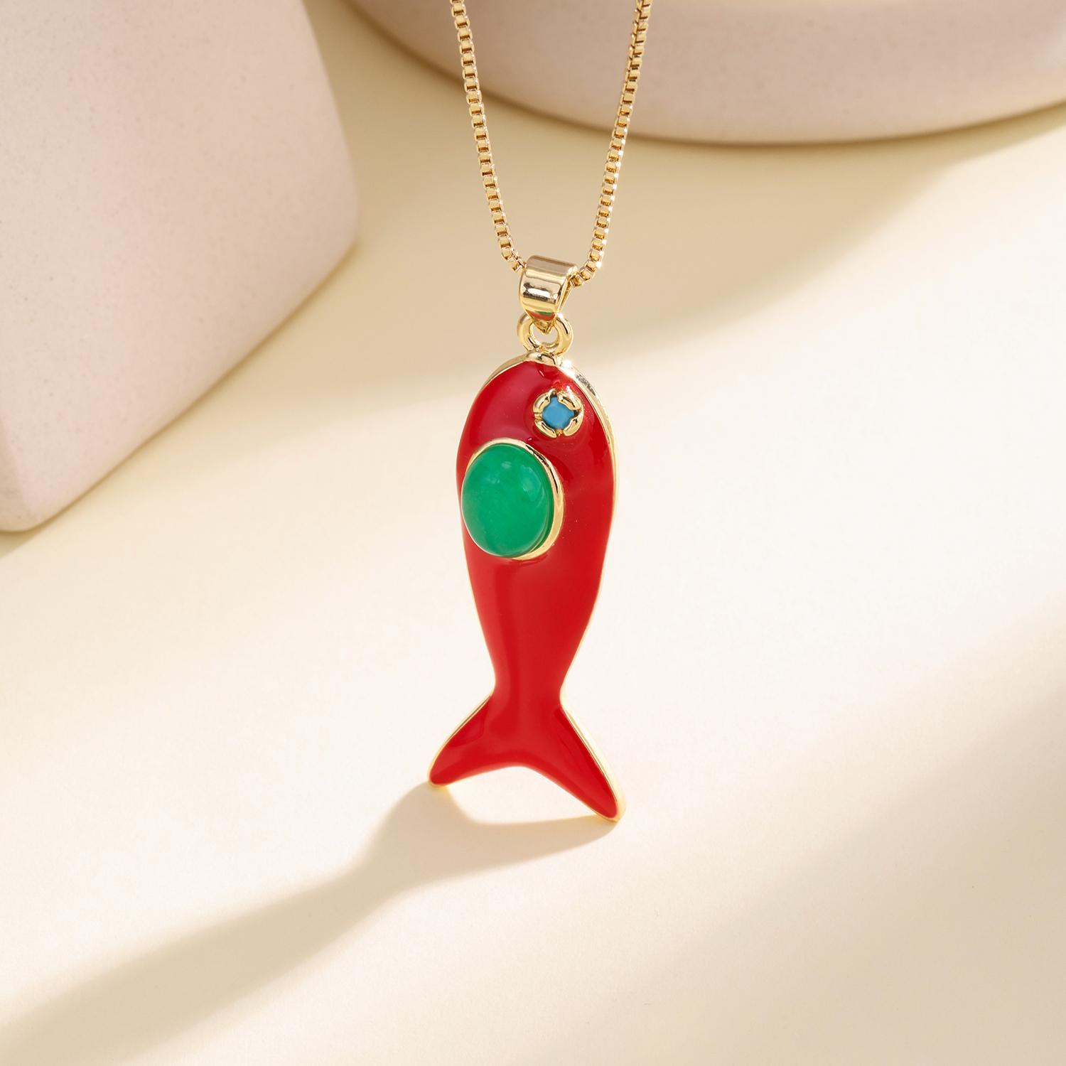 Nidin Cute Red Fish Pendant Inlaid Stone Adjustable Clavicle Necklace Trendy Ocean Animal Statement Jewelry For Women Daily Wear зелений
Nidin Cute Red Fish Pendant Inlaid Stone Adjustable Clavicle Necklace Trendy Ocean Animal Statement Jewelry For Women Daily Wear зелений