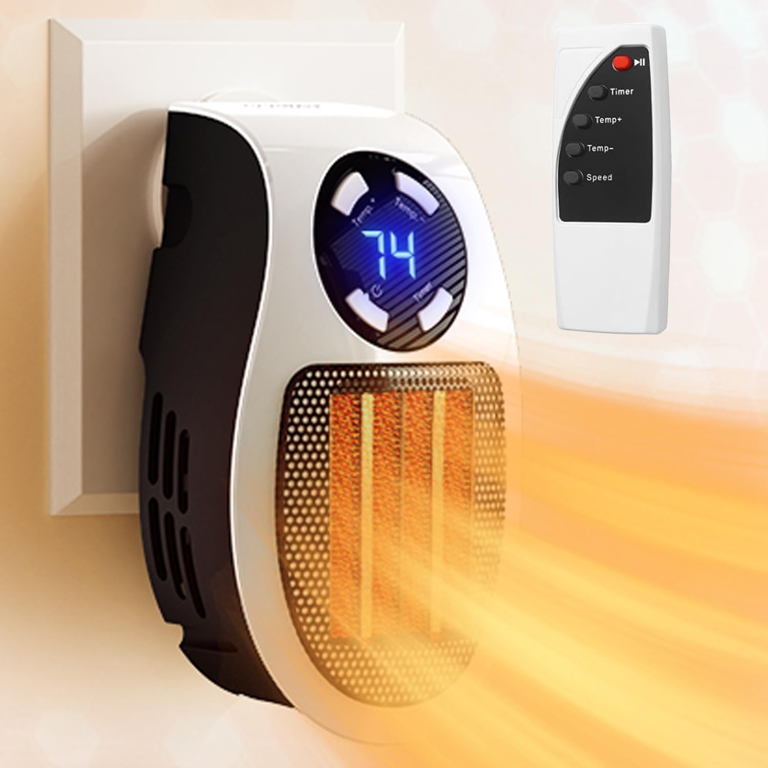 Mini Plug-in Heater, Portable Wall Heater with Remote, Adjustable Thermostat & 12H Timer, LED Display for Home, Office, Bathroom слонова кістка
Mini Plug-in Heater, Portable Wall Heater with Remote, Adjustable Thermostat & 12H Timer, LED Display for Home, Office, Bathroom слонова кістка