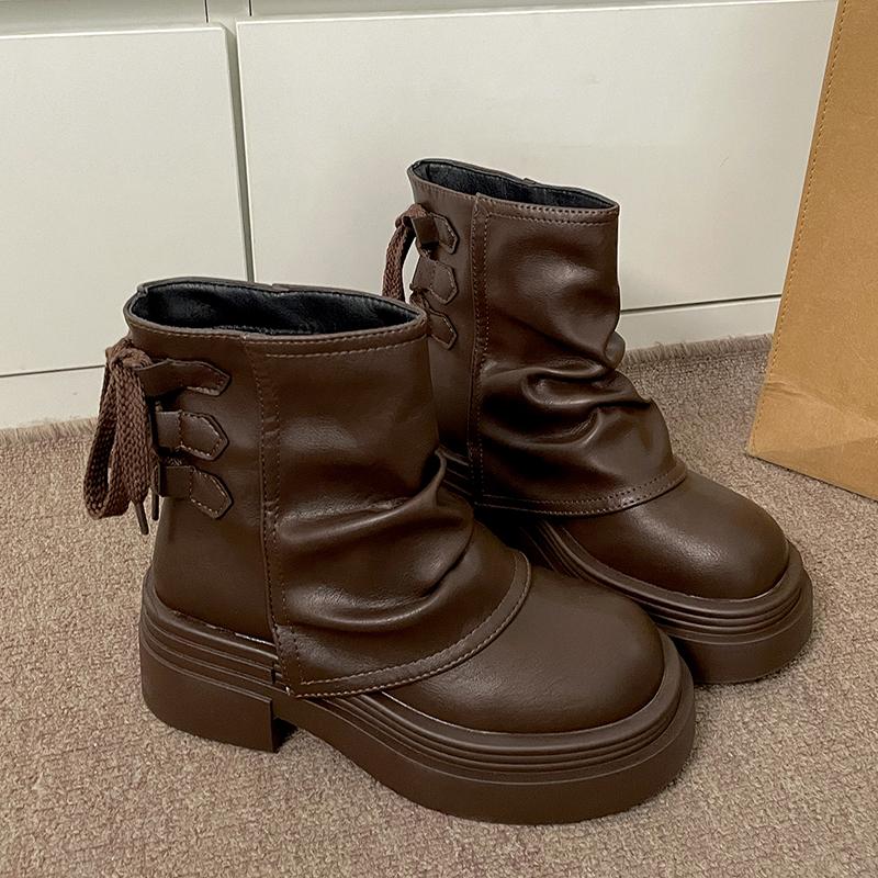 Fashion Vintage Platform Height Increase Women Short Boots Autumn Winter Ladies Slip On Mordern Boots botines para mujeres 35 коричневый
Fashion Vintage Platform Height Increase Women Short Boots Autumn Winter Ladies Slip On Mordern Boots botines para mujeres 35 коричневый