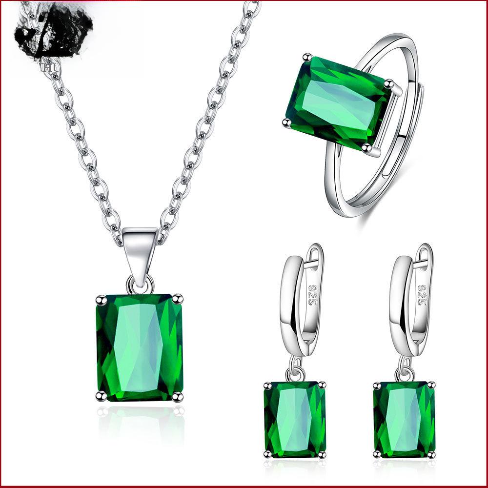 Euro-American Romantic Fashion Set: Rectangular Ring, Square Earrings, Pendant Necklace.
Euro-American Romantic Fashion Set: Rectangular Ring, Square Earrings, Pendant Necklace.