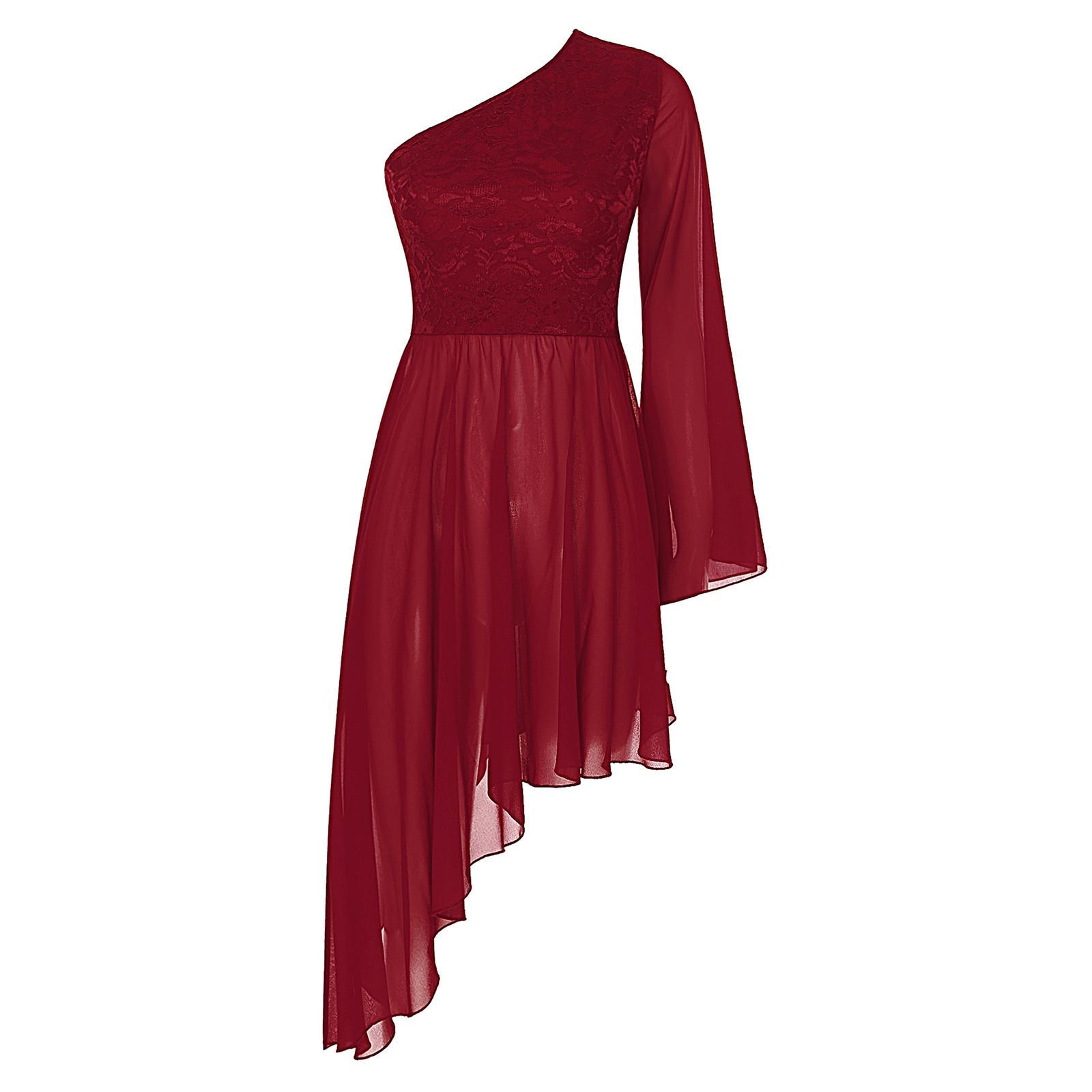 WomensWorship Performance Tunic Floral Lace Patchwork One Shoulder Flared Sleeve Asymmetrical Hem Dance Dress S бордовий
WomensWorship Performance Tunic Floral Lace Patchwork One Shoulder Flared Sleeve Asymmetrical Hem Dance Dress S бордовий