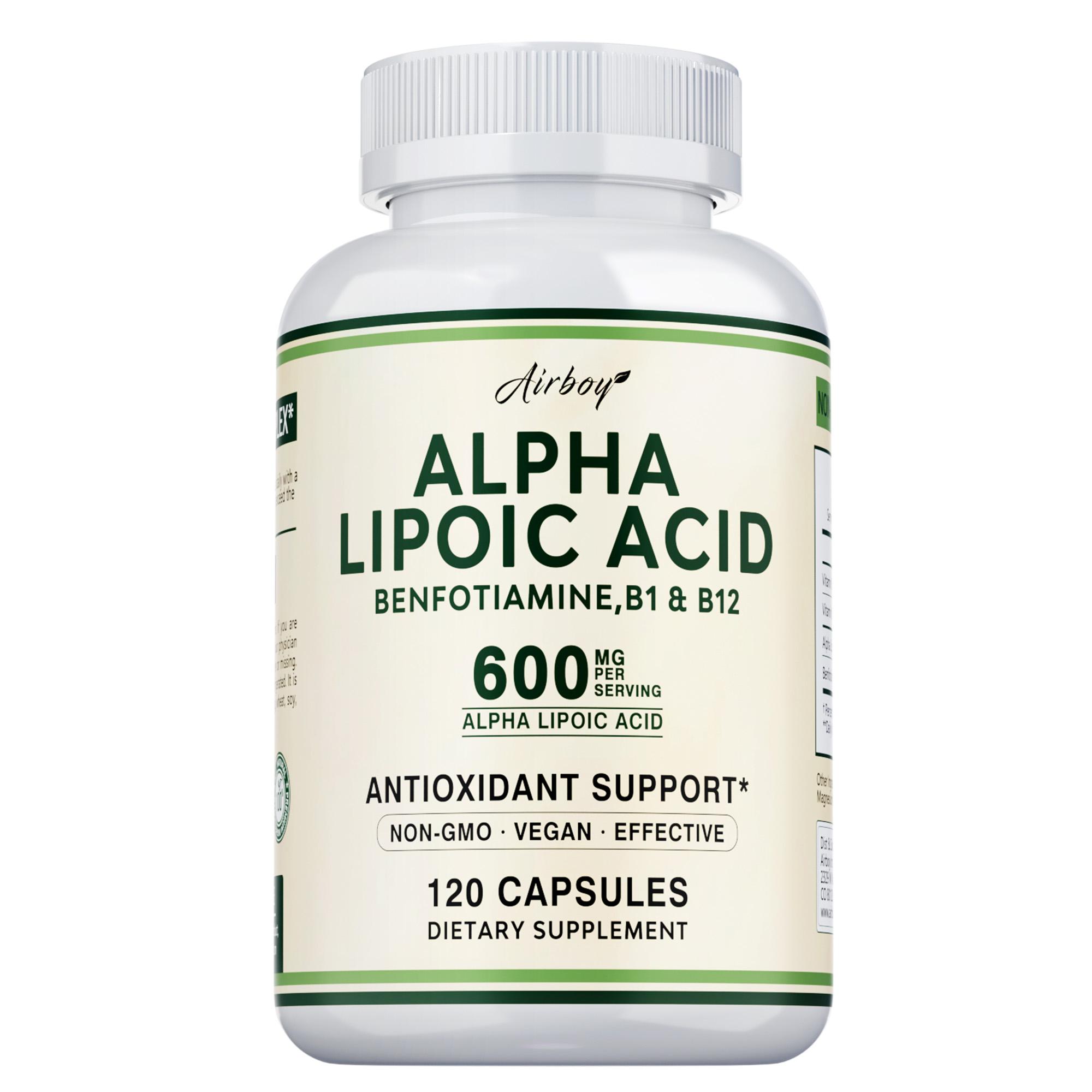 High-content alpha-lipoic acid capsules, containing vitamin B1 and vitamin B12, 600 mg per serving, suitable for adults. 120
High-content alpha-lipoic acid capsules, containing vitamin B1 and vitamin B12, 600 mg per serving, suitable for adults. 120