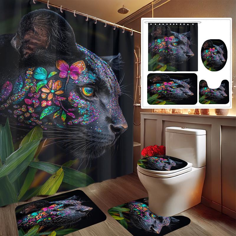 4pcs Fantasy Leopard Print Shower Curtain, Shower Curtain Set, Comes with 12 Plastic Hooks, Machine Washable, Bathroom Accesso 90x180cm
4pcs Fantasy Leopard Print Shower Curtain, Shower Curtain Set, Comes with 12 Plastic Hooks, Machine Washable, Bathroom Accesso 90x180cm