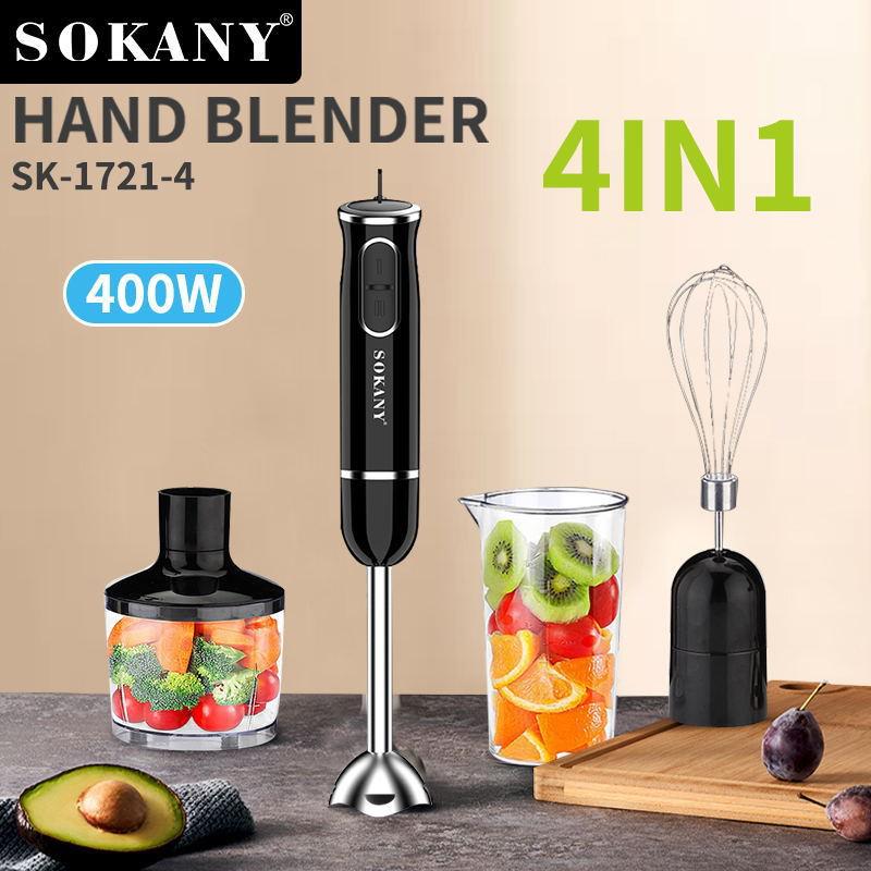 SOKANY1721-4 Handheld 4-in-1 Blender: Mixer, Meat Grinder, Egg Beater & Juice Maker. UK Standard
SOKANY1721-4 Handheld 4-in-1 Blender: Mixer, Meat Grinder, Egg Beater & Juice Maker. UK Standard