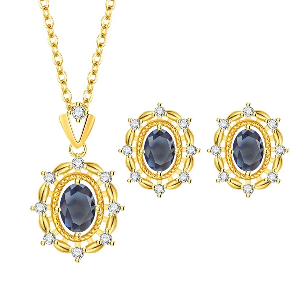 925 Sterling Copper Crystal Oval Flower Necklace Earrings Zircon Set for Women Engagement 45cm and 20cm золотой
925 Sterling Copper Crystal Oval Flower Necklace Earrings Zircon Set for Women Engagement 45cm and 20cm золотой