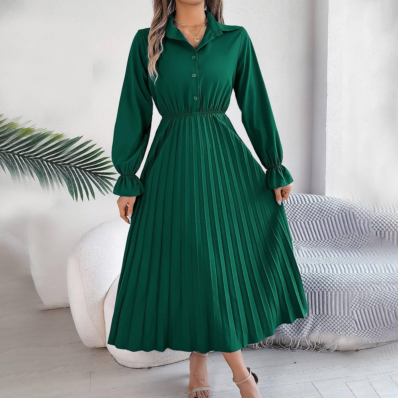 Женское модное ретро однотонное платье с длинными рукавами и пуговицами на талии и лацканами S
Женское модное ретро однотонное платье с длинными рукавами и пуговицами на талии и лацканами S