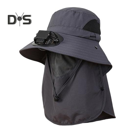 Солнечная шляпа-веер, широкополая шляпа от солнца с вентилятором на солнечной батарее, летняя шляпа-ведро с защитой от ультрафиолета и защитой лица для гольфа, пешего туризма, рыбалки Sets темно-серого