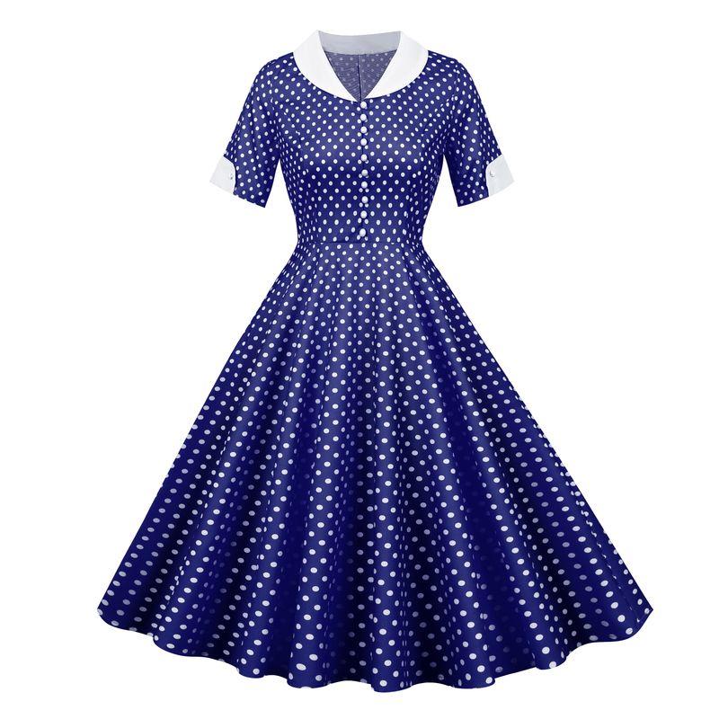 Slim Looking V-Collar Polka Dot Casual Swing Short Sleeve Dress Dark Blue XL
Slim Looking V-Collar Polka Dot Casual Swing Short Sleeve Dress Dark Blue XL