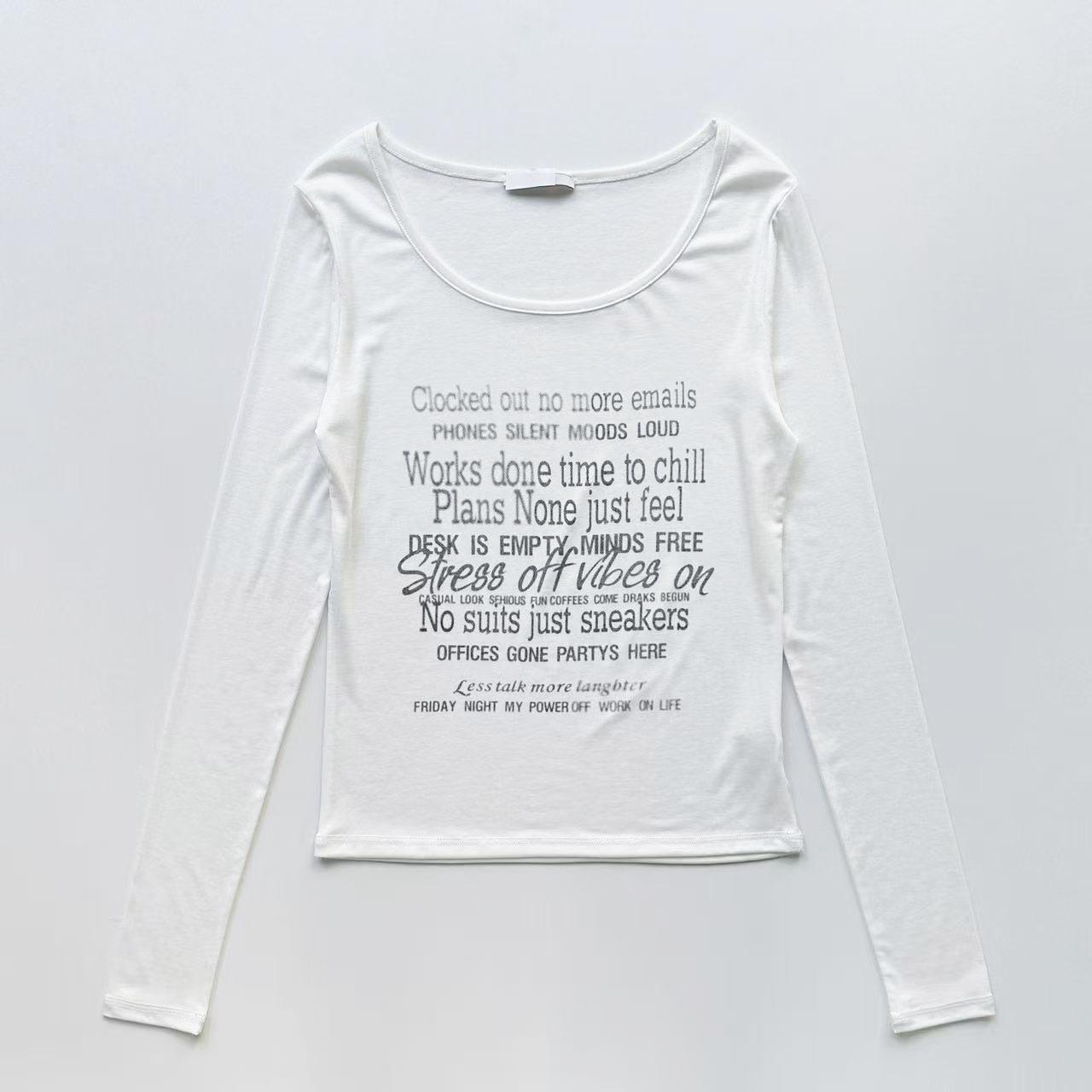 Korean American Spicy Girl Sheer Letter Print Long Sleeve Base Layer Top One Size
Korean American Spicy Girl Sheer Letter Print Long Sleeve Base Layer Top One Size