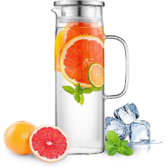 Hwagui - Heat Resistant Glass Pitcher with Stainless Steel Lid, Water Carafe with Handle, Good Beverage Pitcher for Homemade Juice and Iced Tea, 1000ml/35oz
Hwagui - Heat Resistant Glass Pitcher with Stainless Steel Lid, Water Carafe with Handle, Good Beverage Pitcher for Homemade Juice and Iced Tea, 1000ml/35oz
