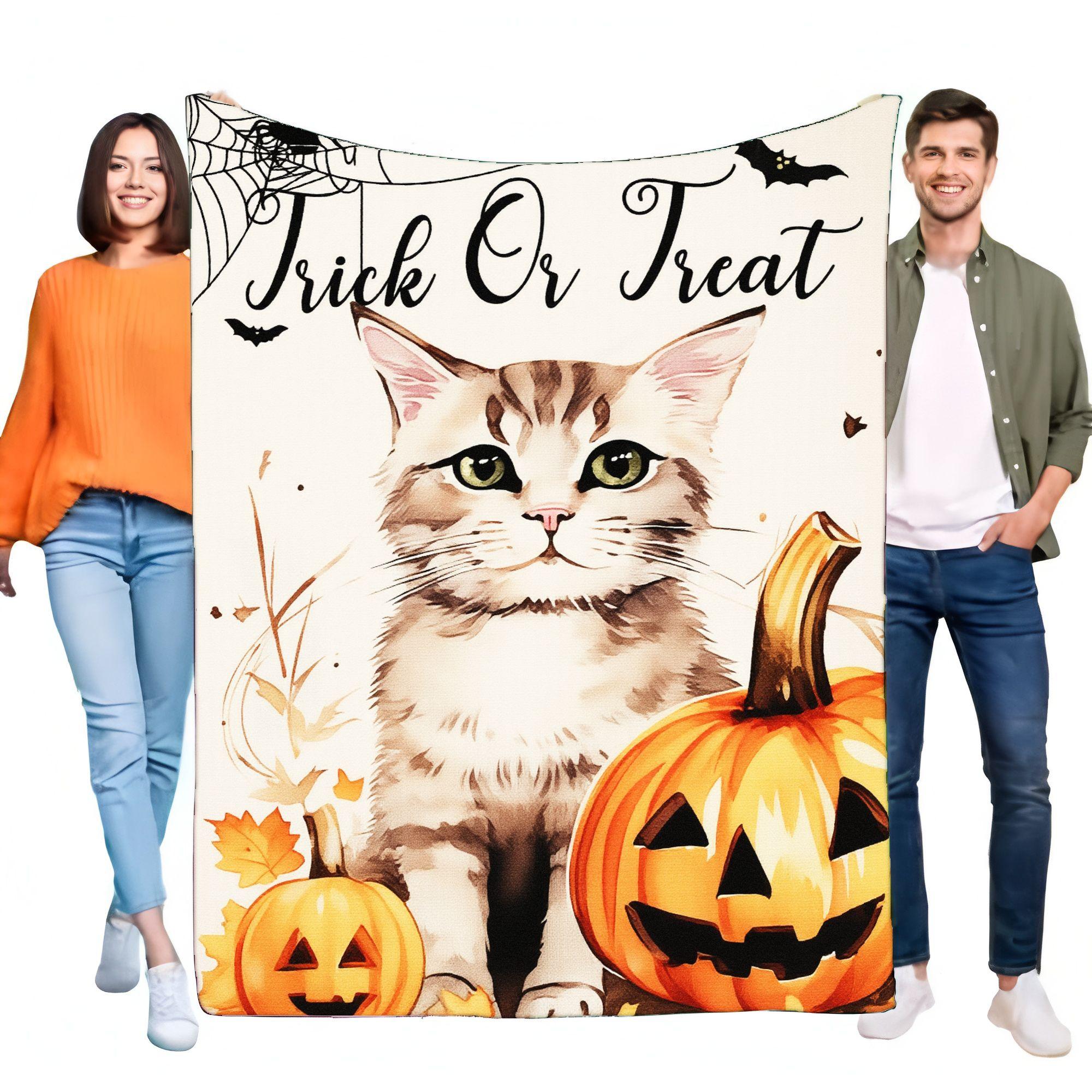 Halloween Cat Blanket Cozy Throw for Home Decor, Soft Lightweight Fleece Blanket with Trick Or Treat Design, Ideal for Sofa, Bed 75x90cm
Halloween Cat Blanket Cozy Throw for Home Decor, Soft Lightweight Fleece Blanket with Trick Or Treat Design, Ideal for Sofa, Bed 75x90cm