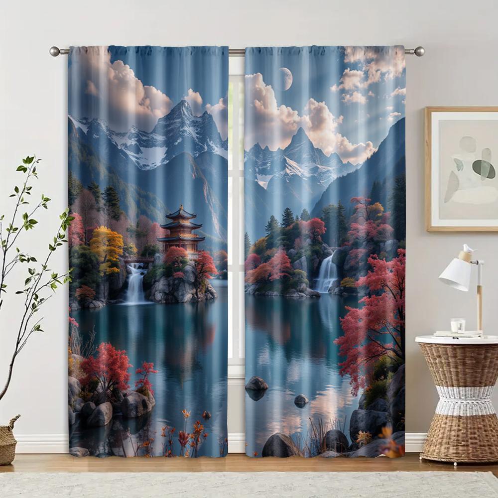 2 pcs filtering curtains (excluding rods non-movable without batteries) Rustic Asian Landscape for use in bedrooms and living 100*130 Grommet Top 1pcs
2 pcs filtering curtains (excluding rods non-movable without batteries) Rustic Asian Landscape for use in bedrooms and living 100*130 Grommet Top 1pcs