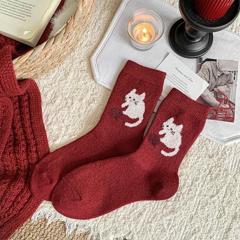Winter Pile Socks Red Cute Cat Mid Tube Socks Zodiac Year Souvenir Mid Calf Socks Boneless Polka Dot Cotton Socks New Year M
Winter Pile Socks Red Cute Cat Mid Tube Socks Zodiac Year Souvenir Mid Calf Socks Boneless Polka Dot Cotton Socks New Year M