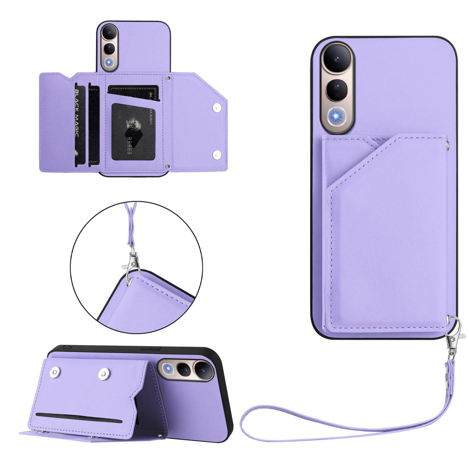 For vivo V50 Lite 5G Case Card Holder Kickstand Skin-Touch Phone Cover with Wrist Strap Light Purple
For vivo V50 Lite 5G Case Card Holder Kickstand Skin-Touch Phone Cover with Wrist Strap Light Purple