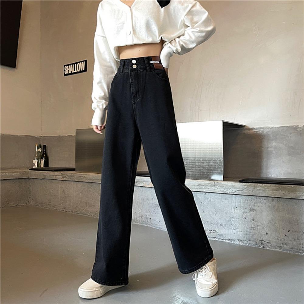 Spring and Autumn new simple Korean loose wide-leg jeans high waist drape versatile straight casual trousers tide 2XL чорний
Spring and Autumn new simple Korean loose wide-leg jeans high waist drape versatile straight casual trousers tide 2XL чорний